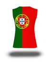 Athletic sleeveless shirt with Portugal flag on white background and shadow