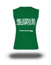 Athletic sleeveless shirt with Saudi Arabia flag on white background and shadow