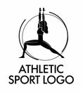 Athletic sports logo. The girl is engaged in gymnastics