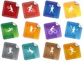 Athletic Square Sticker Buttons