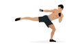 Athletic Male Kickboxer Performing High Kick, vector design Generative AI Royalty Free Stock Photo