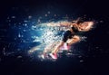 Athletic woman fast runner with futuristic effects Royalty Free Stock Photo