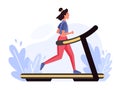 Athletic woman running on the treadmill. Concept illustration of actives, sport, cardio, gym