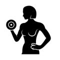 Athletic Woman Silhouette Pumping Up Muscles with