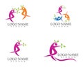 Athletic yoga people logo design