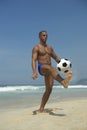 Athletic Young Brazilian Man Juggling Football Beach Royalty Free Stock Photo