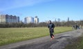 Athletic young man running in the nature. Dynamic movement. Healthy active lifestyle