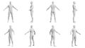 Athletic Young Man Standing with Arms Out, multiple views (side, front, back), 360 degrees rotation Royalty Free Stock Photo