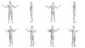 Athletic Young Man Standing with Arms Out, multiple views (side, front, back), 360 degrees rotation Royalty Free Stock Photo
