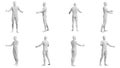 Athletic Young Man Standing with Arms Out, multiple views (side, front, back), 360 degrees rotation Royalty Free Stock Photo