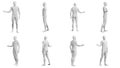 Athletic Young Man Standing and Gesturing, multiple views (side, front, back), 360 degrees rotation Royalty Free Stock Photo