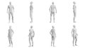 Athletic Young Man Standing and Looking, multiple views (side, front, back), 360 degrees rotation Royalty Free Stock Photo