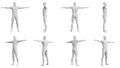 Athletic Young Man Standing T-Pose, multiple views (side, front, back), 360 degrees rotation Royalty Free Stock Photo