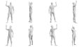 Athletic Young Man Standing and Waving Hand, multiple views (side, front, back), 360 degrees rotation Royalty Free Stock Photo