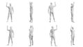 Athletic Young Man Standing and Waving, multiple views (side, front, back), 360 degrees rotation Royalty Free Stock Photo