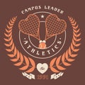 Athletics Campus Leader College slogan Typography with vector Tennis Racket and ball silhouette