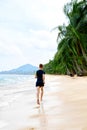 Athletics. Fit Athlete Jogger Running On Beach. Workout. Sports, Fitness.