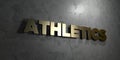 Athletics - Gold text on black background - 3D rendered royalty free stock picture