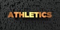 Athletics - Gold text on black background - 3D rendered royalty free stock picture