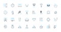Athletics linear icons set. Sprinting, Running, Jumping, Hurdling, Pole vault, High jump, Long jump line vector and