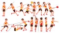 Athletics Male Player Vector. In Action. Sport Concept. Jogging Race. Sportswear. Individual Sport. Cartoon Character