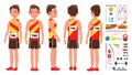 Athletics Man Player Male Vector. Competition Concept. Energetic People. High Jump. Doing Different Track. Cartoon