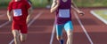 Athletics people running on the track field. Professional sport concept. Horizontal sport poster, greeting cards, headers, website Royalty Free Stock Photo