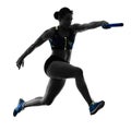 athletics relay runners sprinters running runners isolated silho Royalty Free Stock Photo