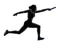 athletics relay runners sprinters running runners isolated silho Royalty Free Stock Photo