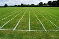 Athletics running track on grass Royalty Free Stock Photo