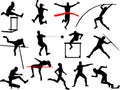 Athletics silhouettes collection Royalty Free Stock Photo