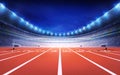 Athletics stadium with race track finish view Royalty Free Stock Photo