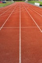 Athletics track on the public stadium Royalty Free Stock Photo