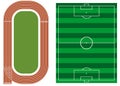 Athletics track with soccer field Royalty Free Stock Photo