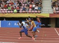 Athlets running on 100 metrs Semi-Final on IAAF World U20 Championship in Tampere, Finland 11 July, Royalty Free Stock Photo