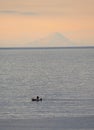 Athos Mountain at the sunset. Aegean Sea, Greece Royalty Free Stock Photo