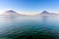 Atitlan, Toliman & San Pedro volcanoes, Lake Atitlan, Guatemala Royalty Free Stock Photo