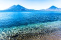 Atitlan, Toliman & San Pedro volcanoes, Lake Atitlan, Guatemala Royalty Free Stock Photo