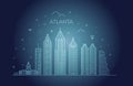 Atlanta architecture line skyline illustration. Linear vector cityscape with famous landmarks Royalty Free Stock Photo