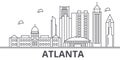 Atlanta architecture line skyline illustration. Linear vector cityscape with famous landmarks, city sights, design icons