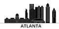 Atlanta architecture vector city skyline, travel cityscape with landmarks, buildings, isolated sights on background