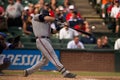 Atlanta braves batter with ball in frame Royalty Free Stock Photo