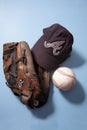 Atlanta Braves MLB ball cap and SPN softball and Rawlings glove