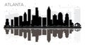 Atlanta City skyline black and white silhouette with reflections Royalty Free Stock Photo