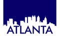 Atlanta City skyline and landmarks silhouette, black and white design with flag in background, vector illustration