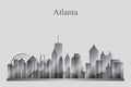 Atlanta city skyline silhouette in grayscale Royalty Free Stock Photo