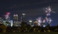 Atlanta Downtown night Skyline and fireworks Royalty Free Stock Photo