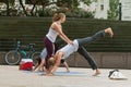 Yoga Instructor Teaches Women At Free Class In Public Park