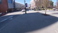 Centennial Olympic Park people and traffic by the College Football Hall of Fame sidewalk Royalty Free Stock Photo