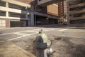 Downtown Atlanta Georgia urban scene of buildings and a fire hydrant